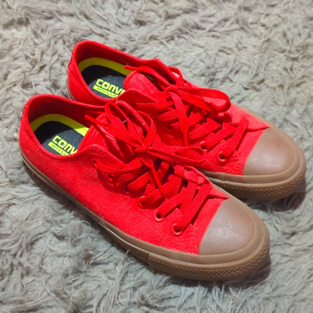 Converse red low tops